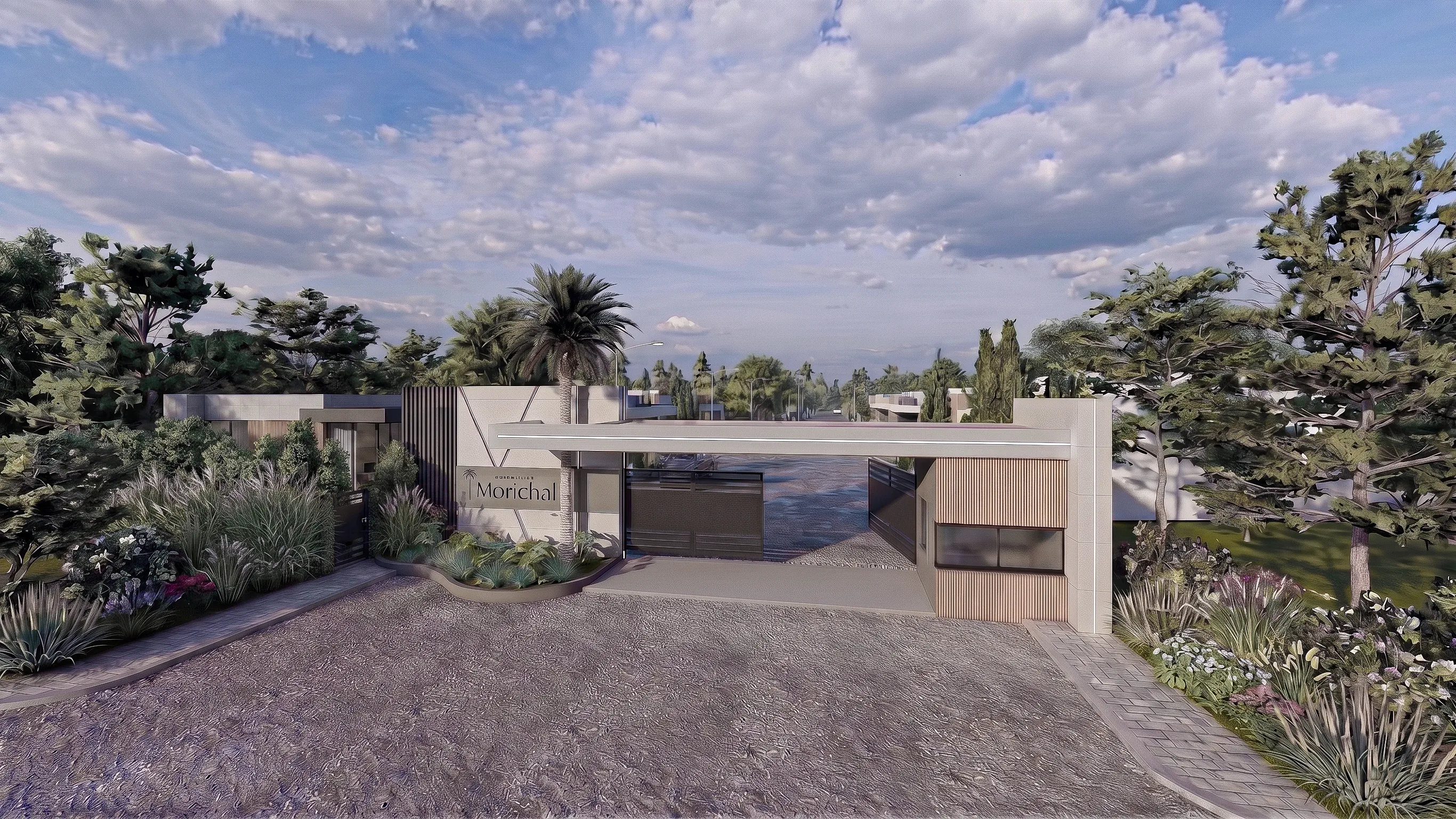 Portería del condominio Morichal en la vereda Apiay, Villavicencio